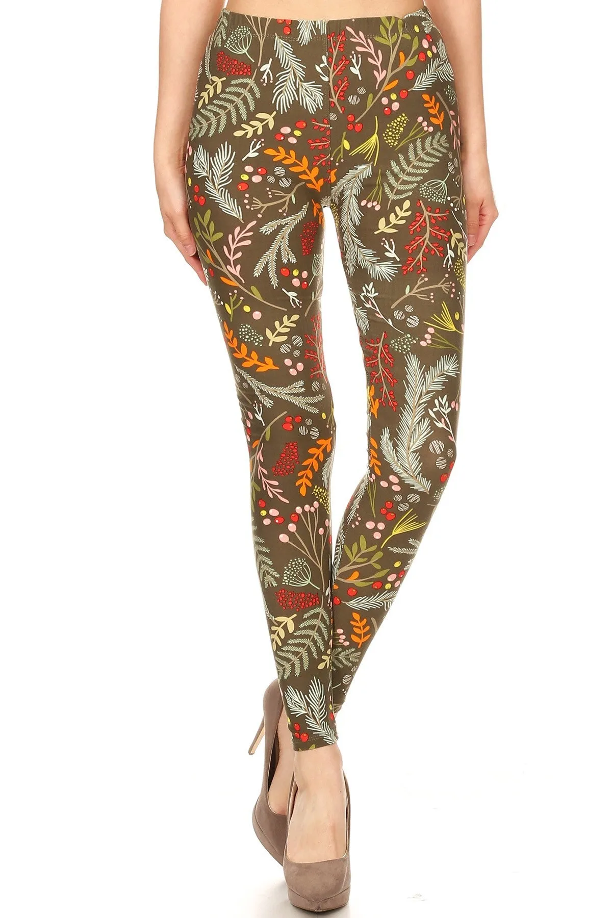 Plus size autumn leaf leggings for women