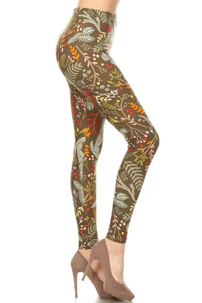 Plus size autumn leaf leggings for women