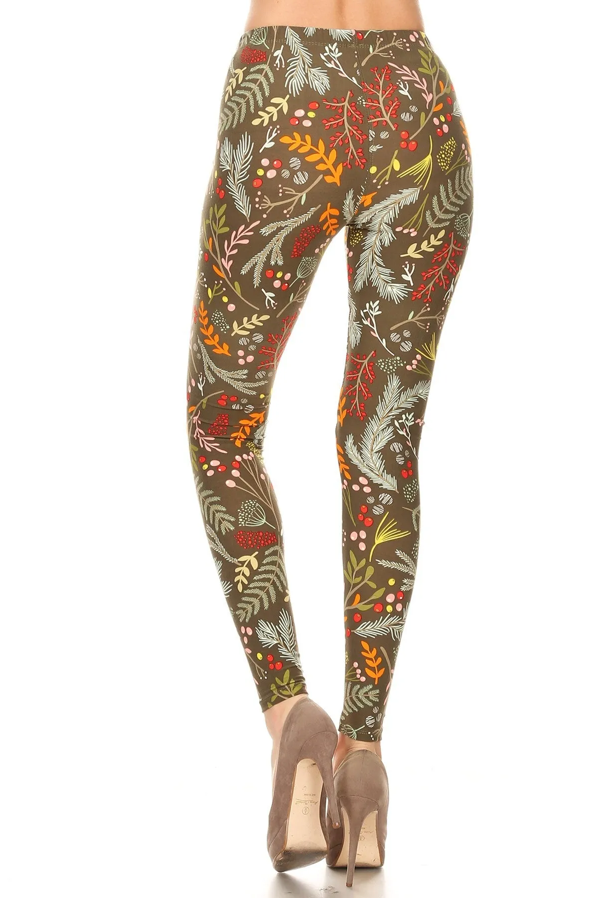 Plus size autumn leaf leggings for women