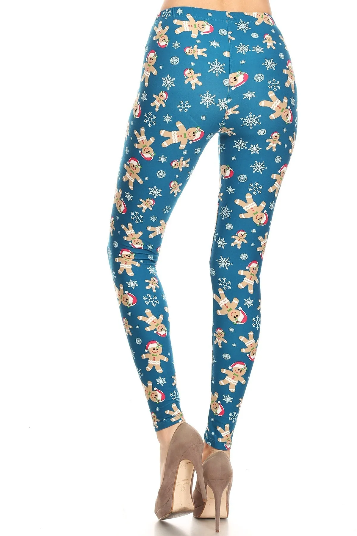 Plus Size Gingerbread Man Pattern Leggings for Women