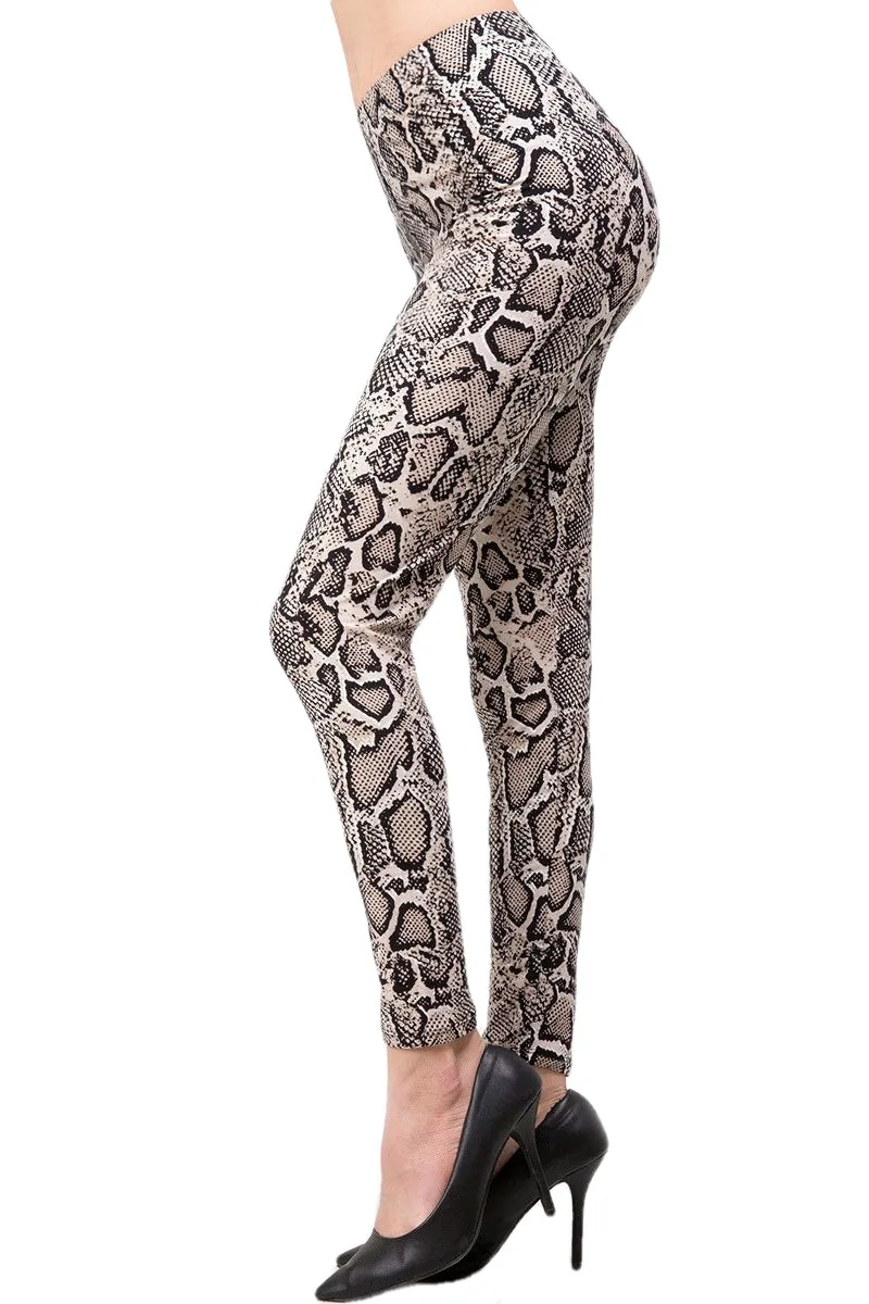 Plus Size Snake Print Leggings for Women.