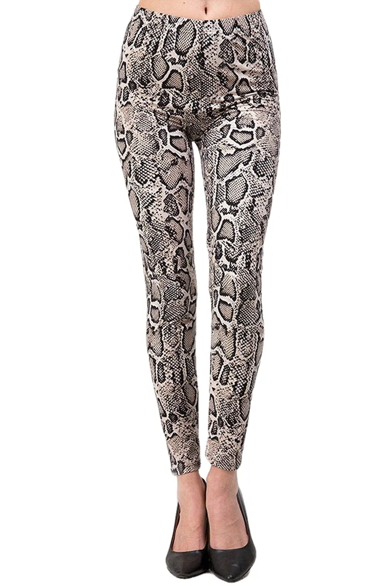 Plus Size Snake Print Leggings for Women.