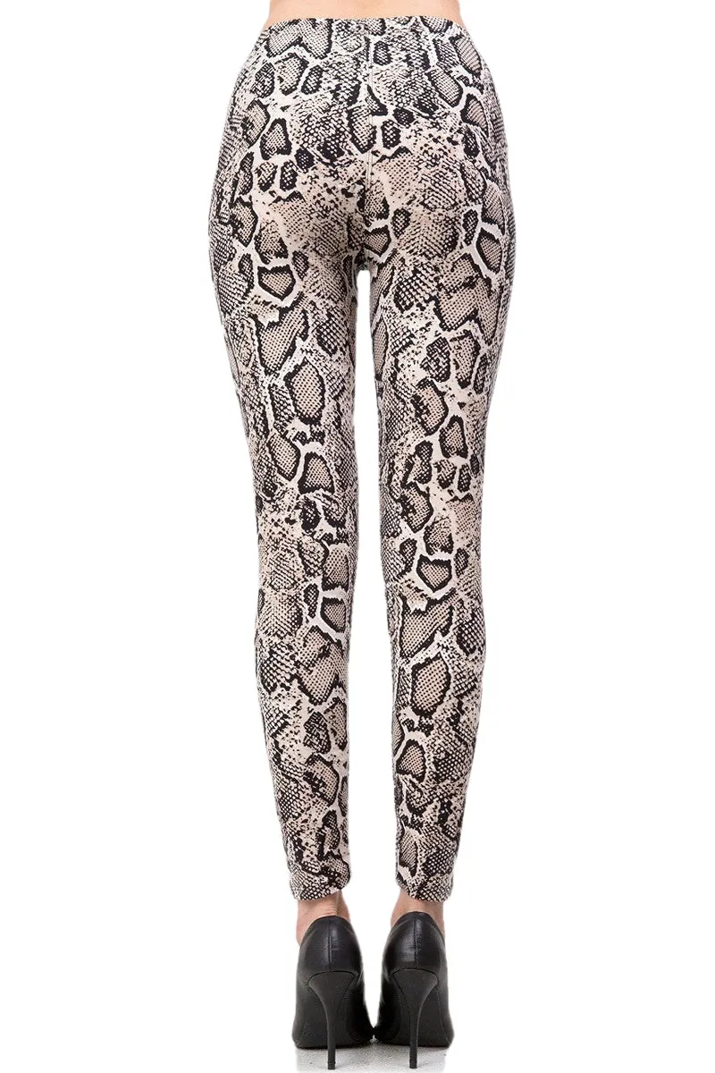 Plus Size Snake Print Leggings for Women.