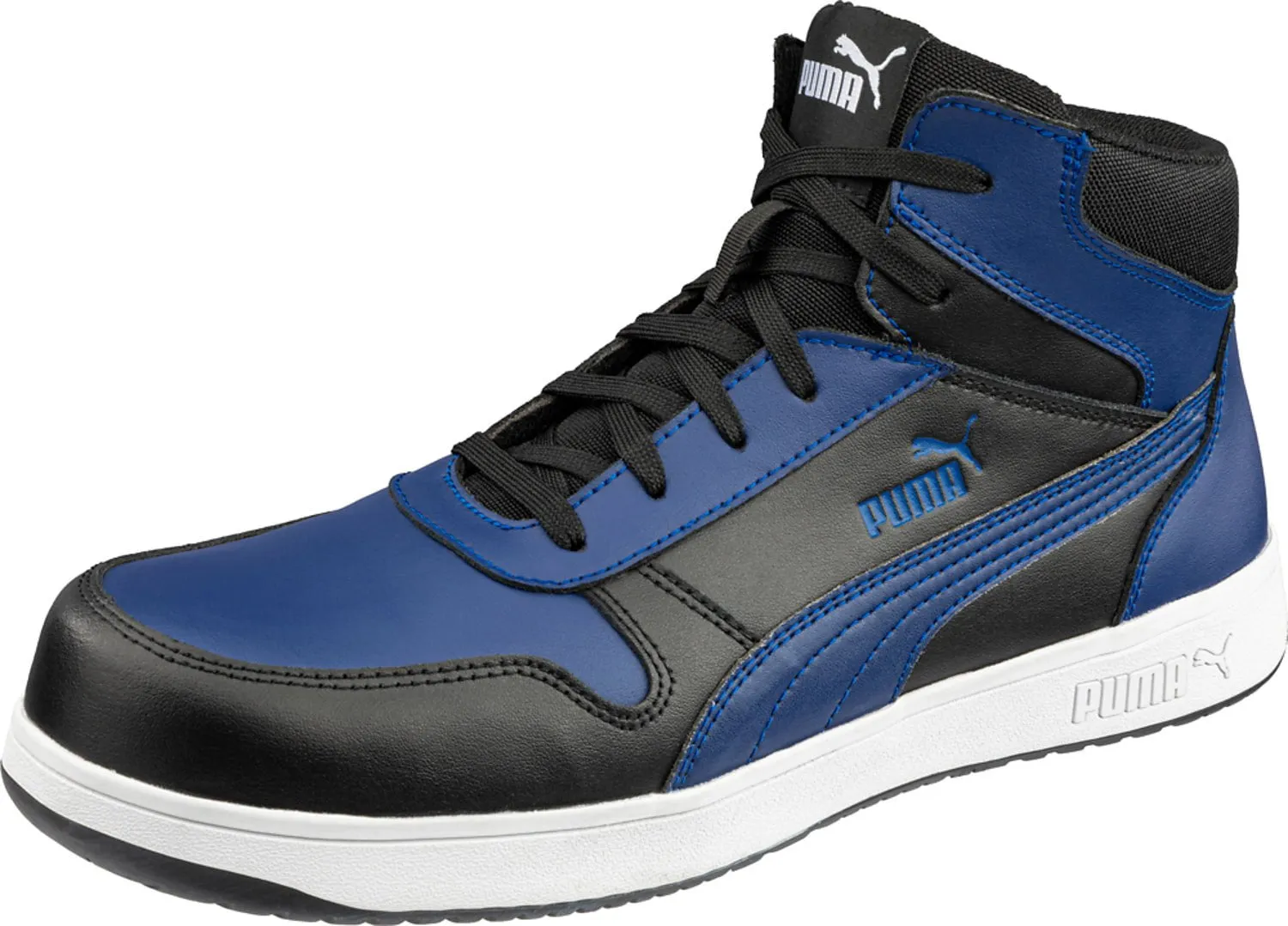 Puma Safety Frontcourt Mid ASTM SD Blue/Black Leather Work Boots for Men