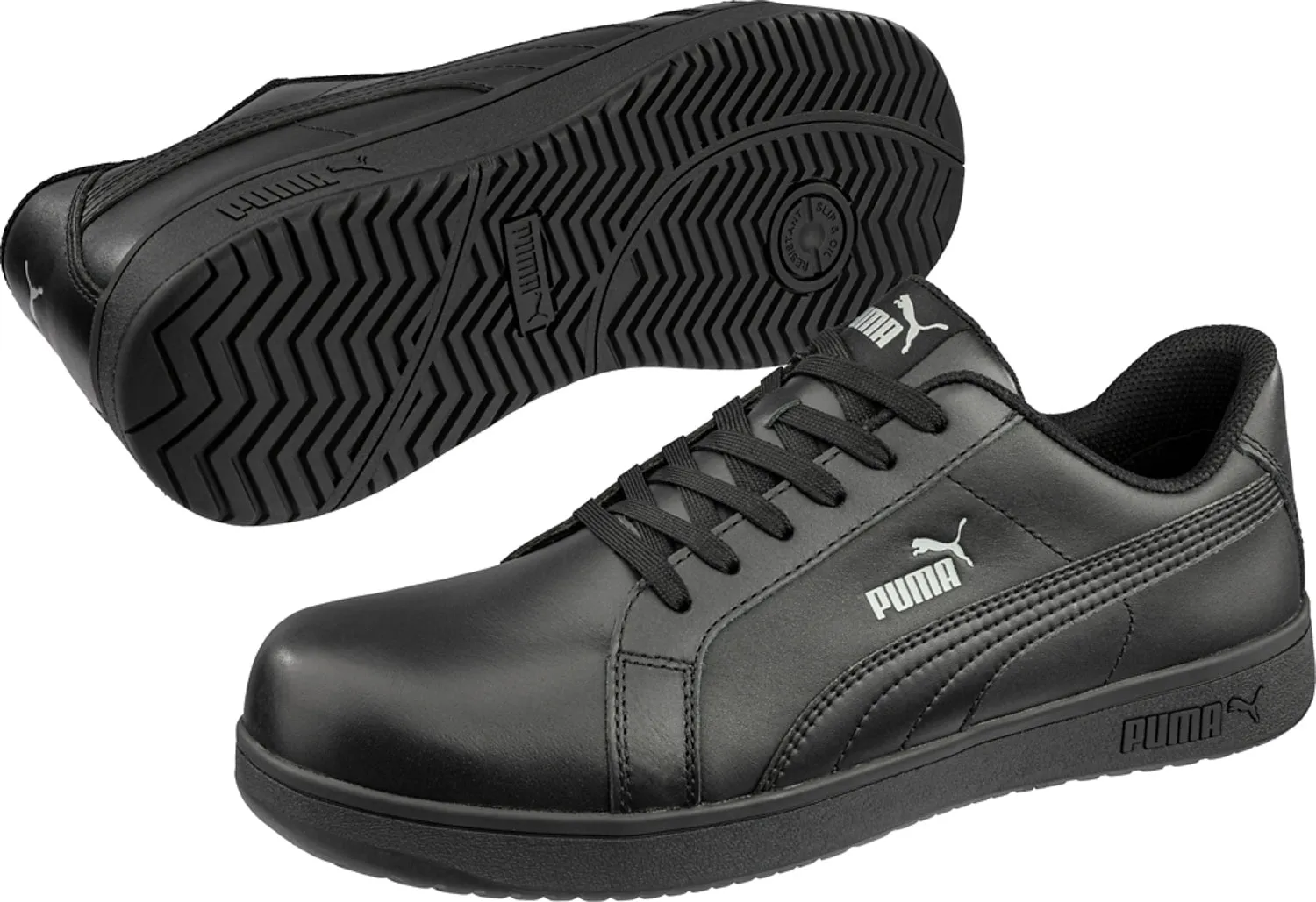 Puma Safety Women's Iconic Low Black Leather Work Shoes, Size 8 Medium, ASTM SD