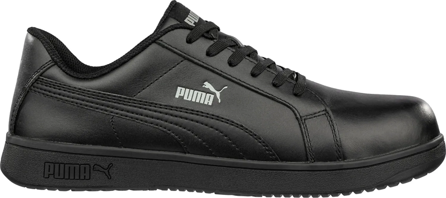 Puma Safety Women's Iconic Low Black Leather Work Shoes, Size 8 Medium, ASTM SD