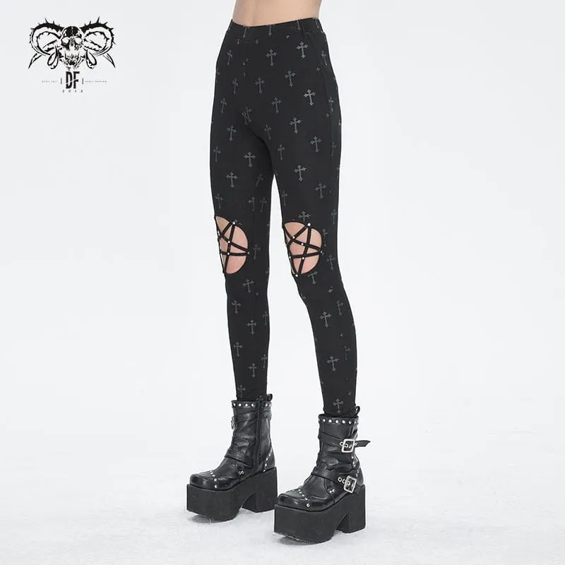 Punk Cutout Leggings with Spaghetti Straps - Women's.