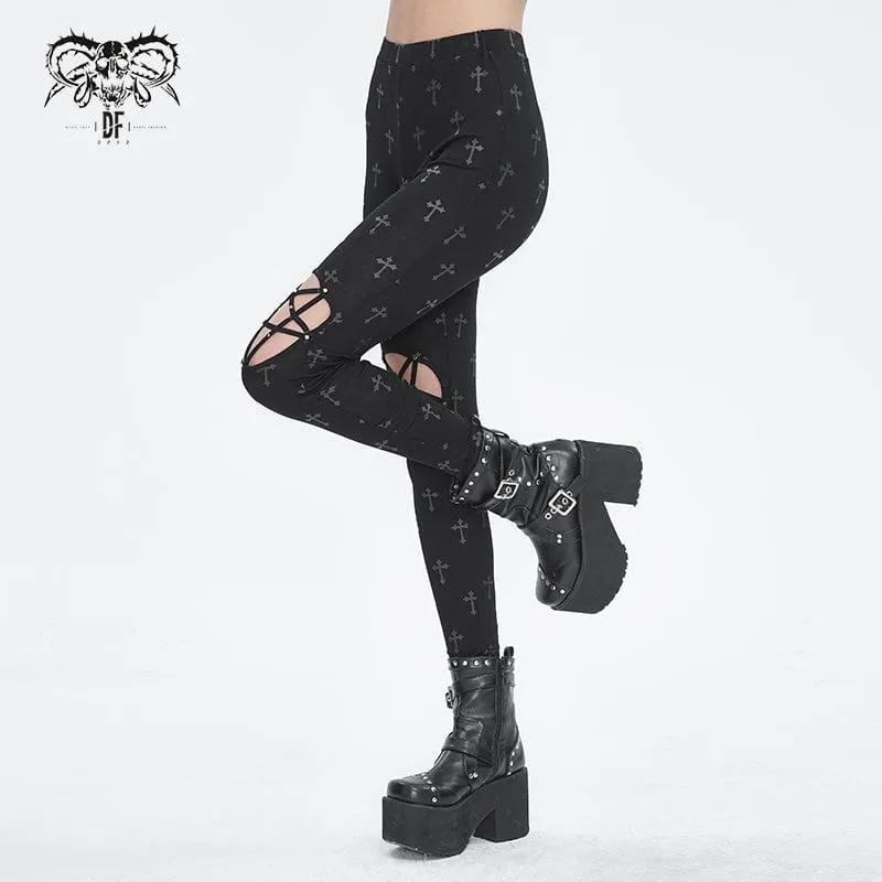 Punk Cutout Leggings with Spaghetti Straps - Women's.