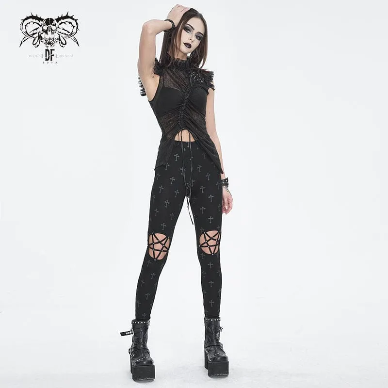 Punk Cutout Leggings with Spaghetti Straps - Women's.