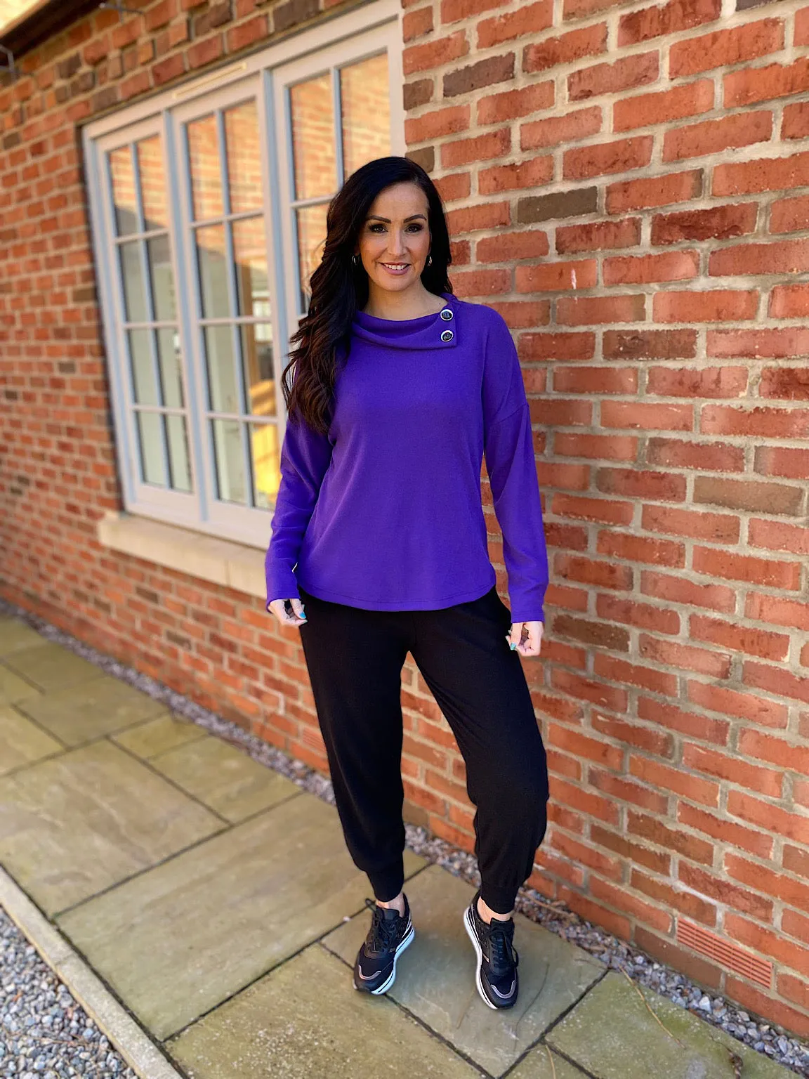 Purple Button Collar Knit Lucy - Shop Now!