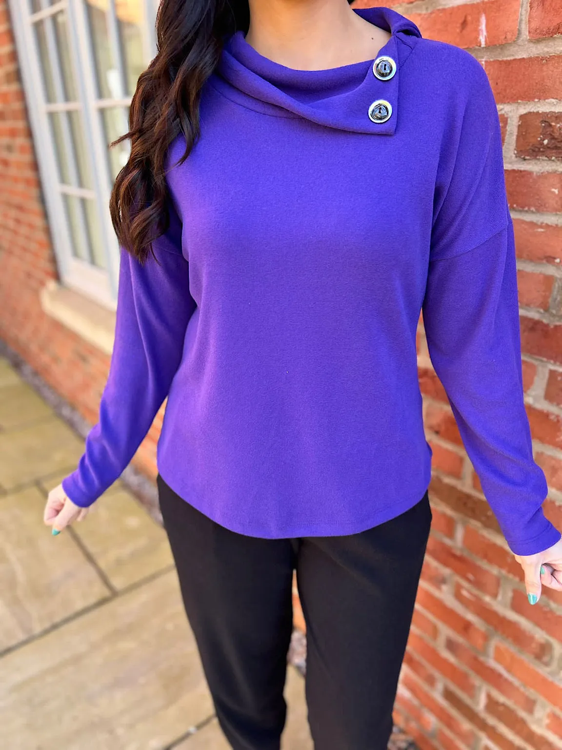 Purple Button Collar Knit Lucy - Shop Now!