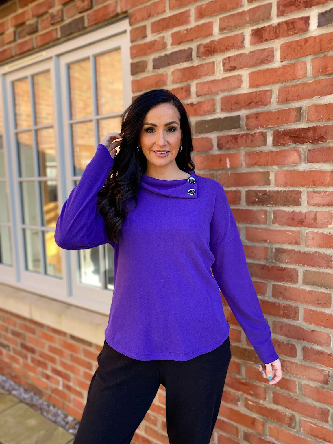 Purple Button Collar Knit Lucy - Shop Now!