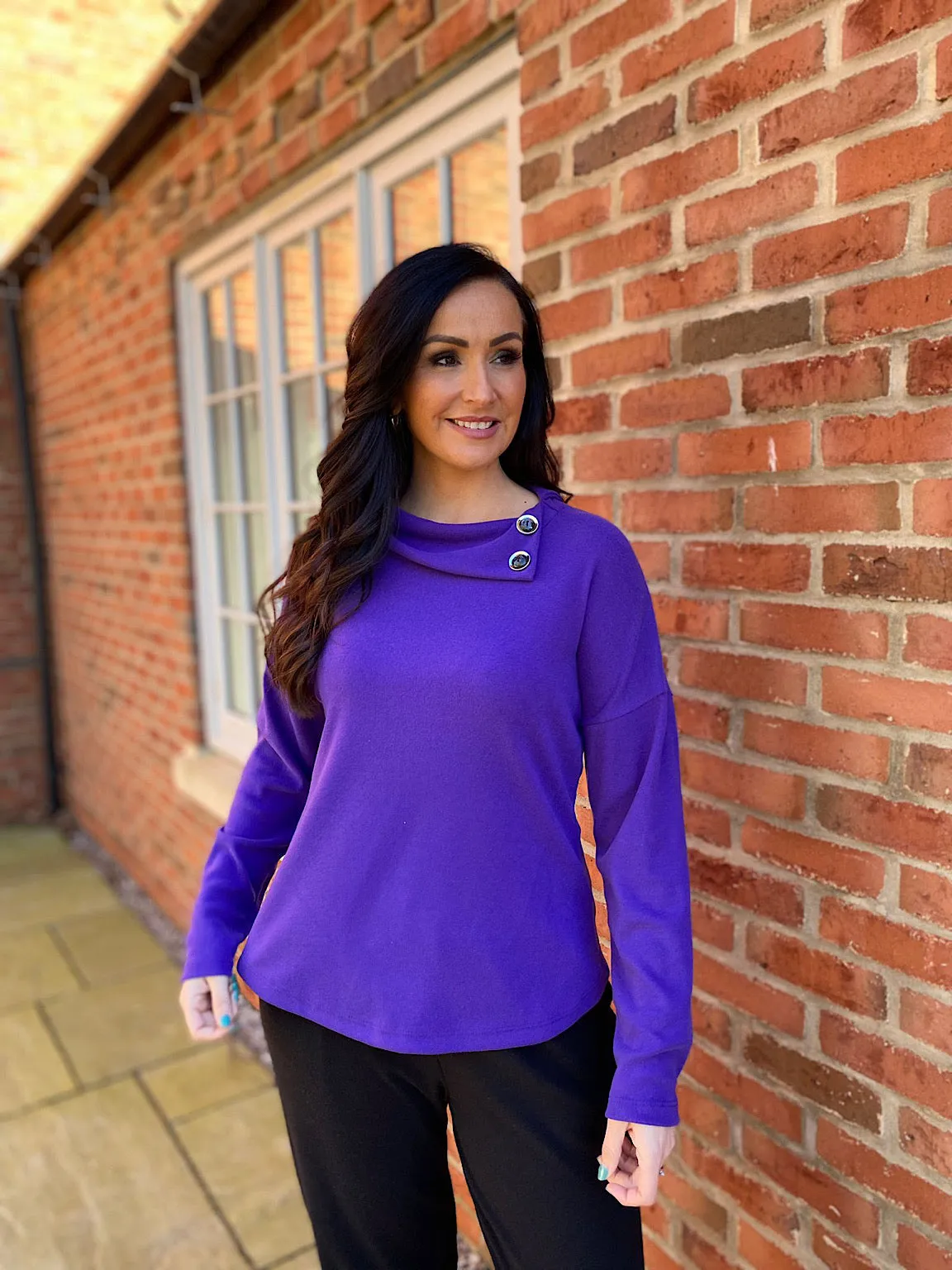 Purple Button Collar Knit Lucy - Shop Now!