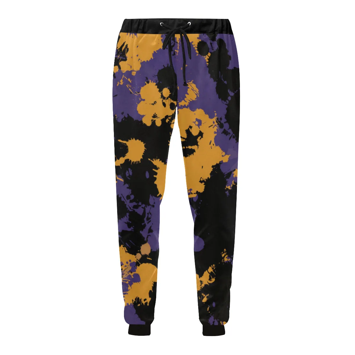 Purple Gold Black Legends Paint Splatter Men's Big Tall All Over Print Jogger Sweatpants.