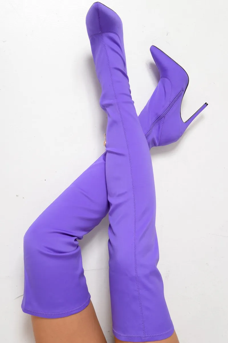 Purple Thigh High Boots - Lariya - Buy Now