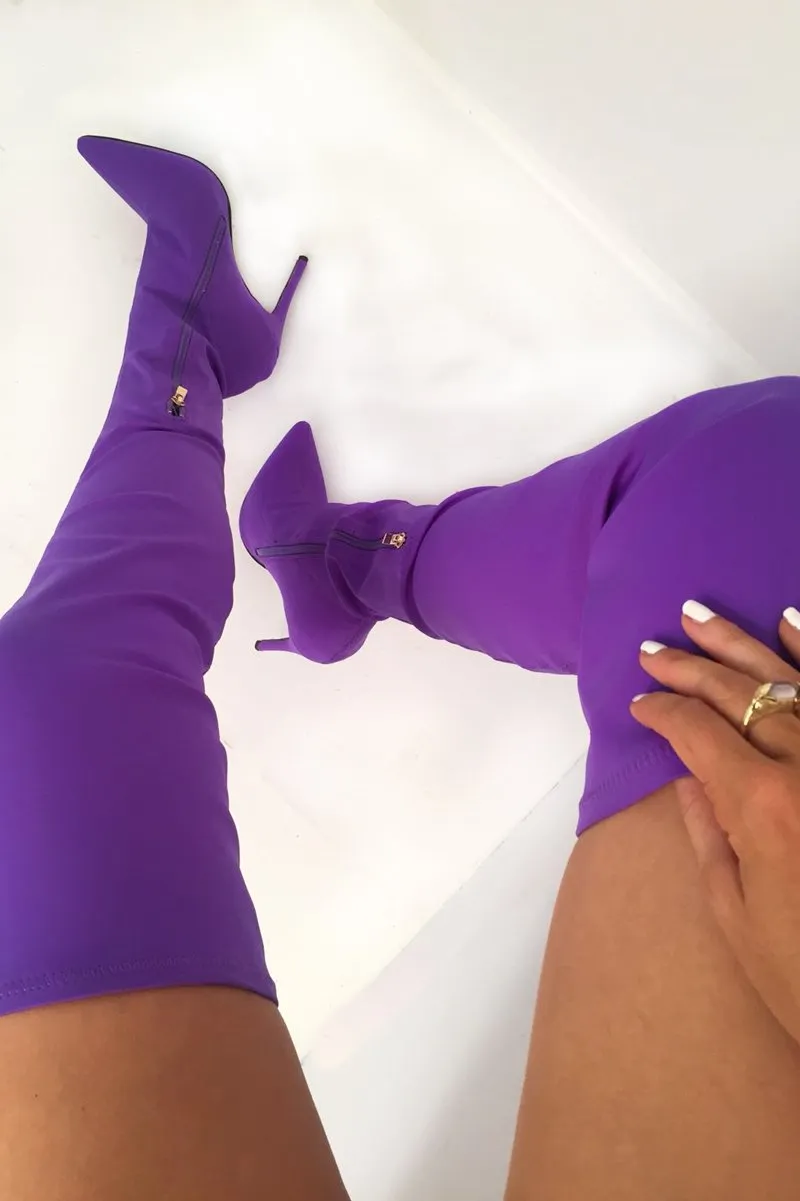 Purple Thigh High Boots - Lariya - Buy Now