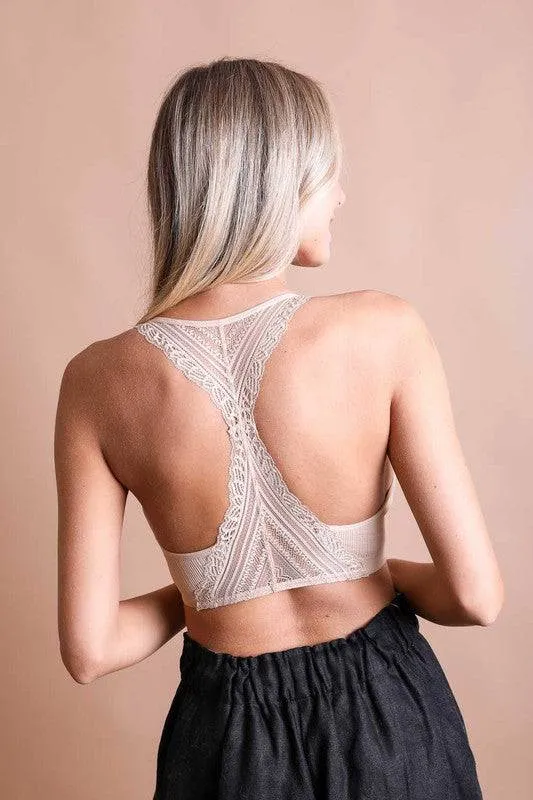 Racerback Bralette with Seamless Front Lace