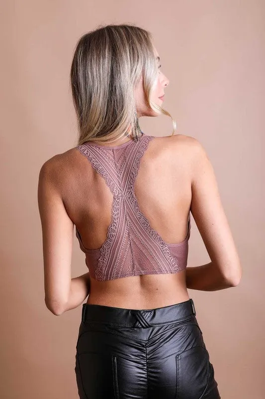 Racerback Bralette with Seamless Front Lace