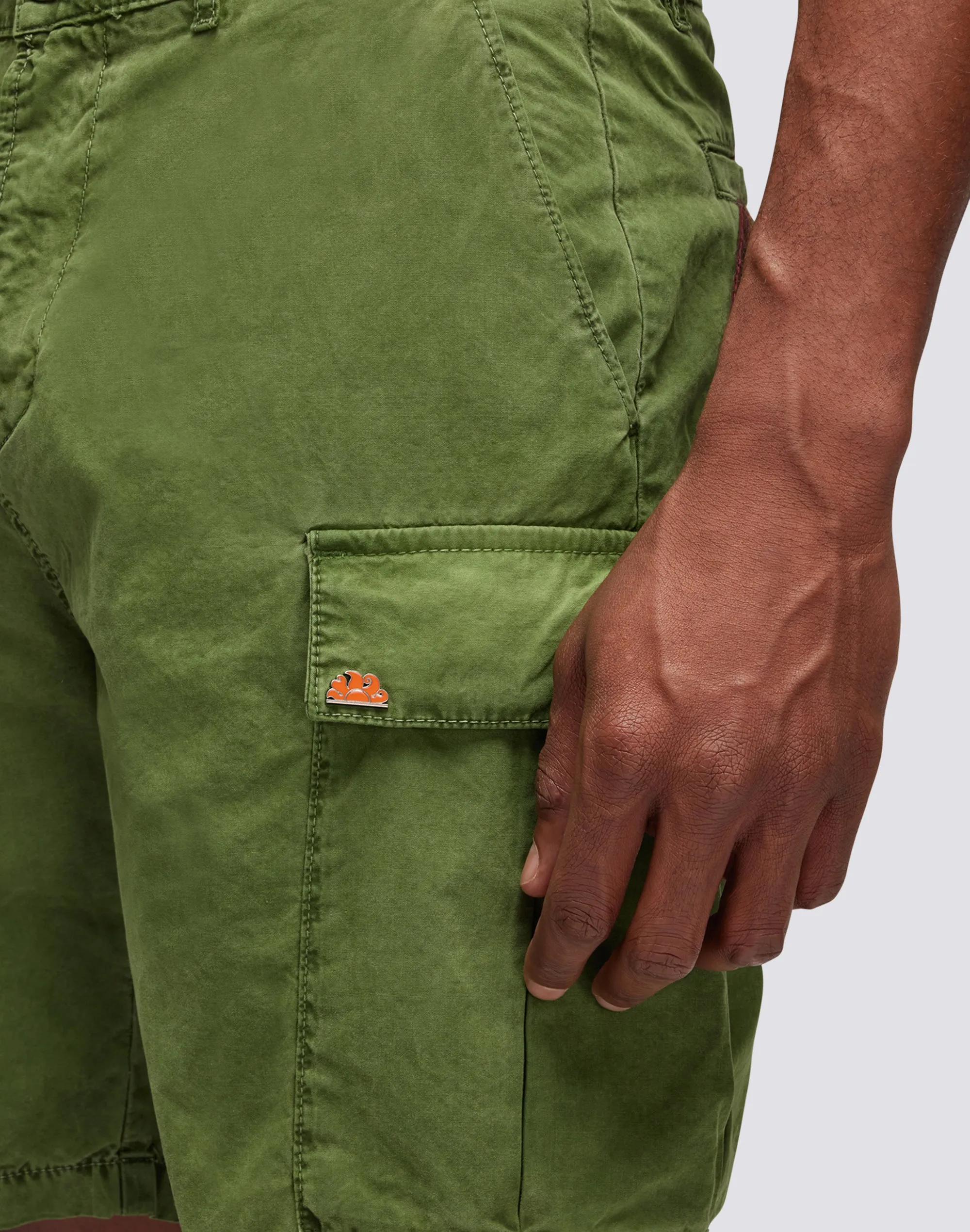 Rainbow-dyed fabric cargo shorts