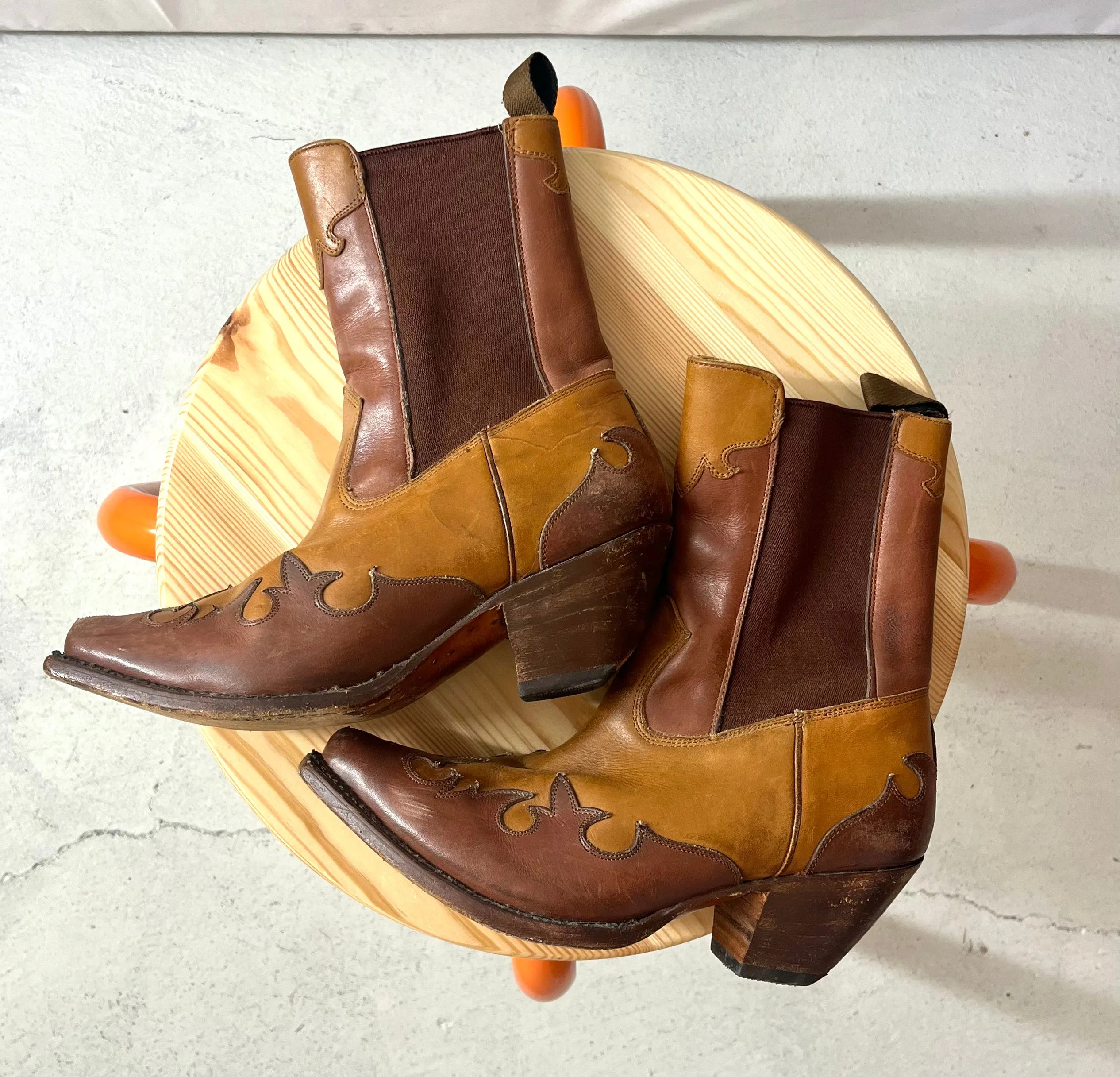 Ralph Lauren Brown Western Cowboy Ankle Boots