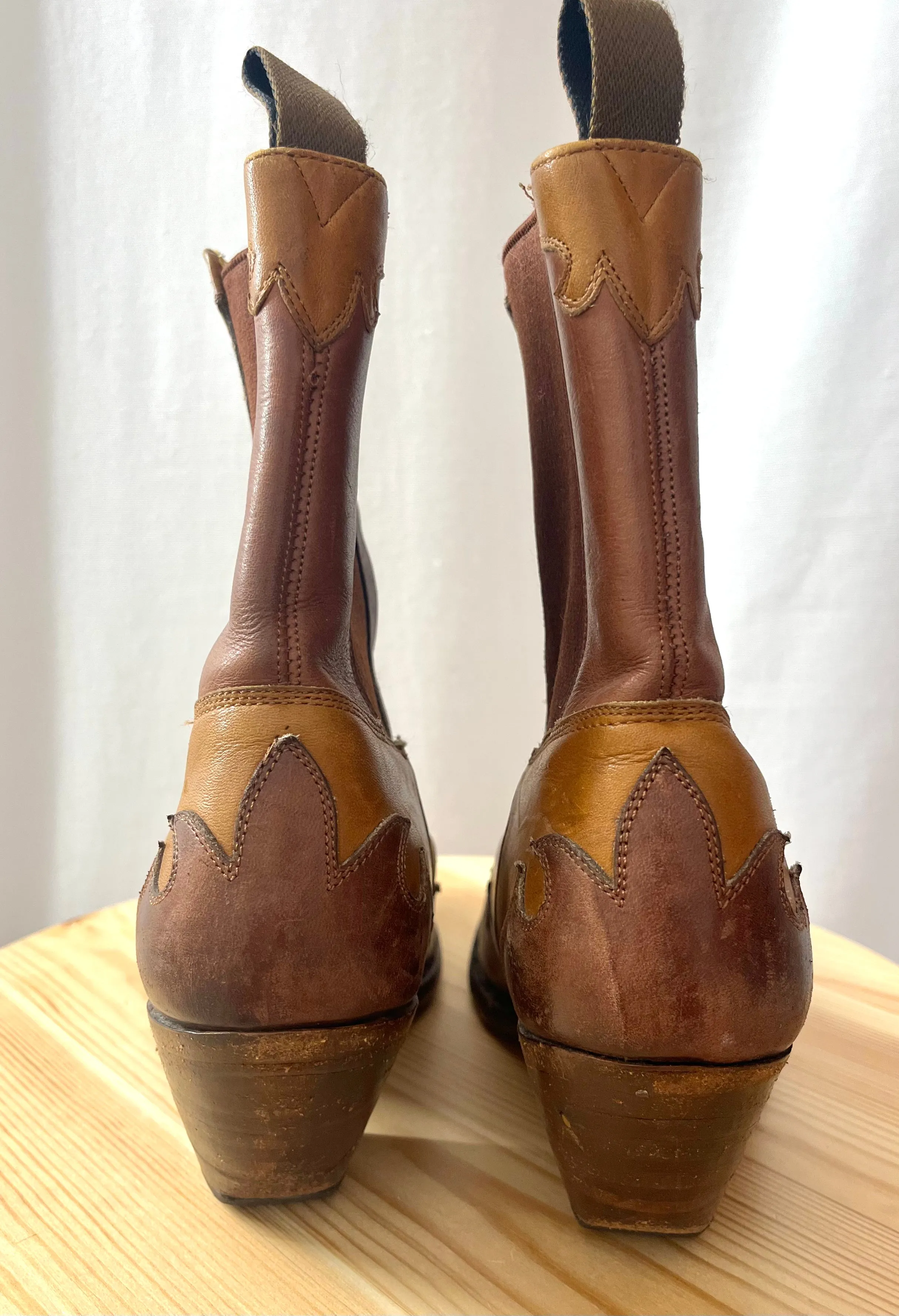 Ralph Lauren Brown Western Cowboy Ankle Boots