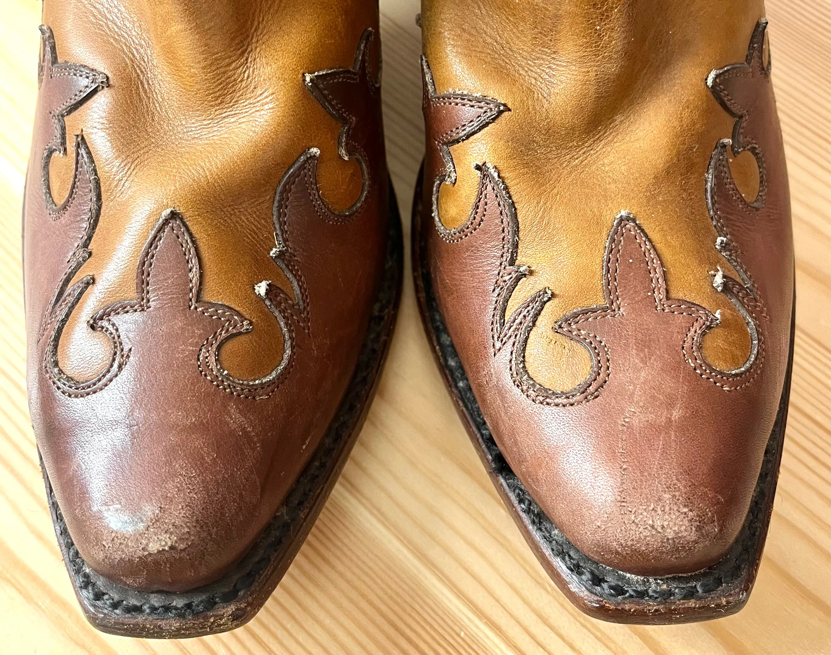 Ralph Lauren Brown Western Cowboy Ankle Boots