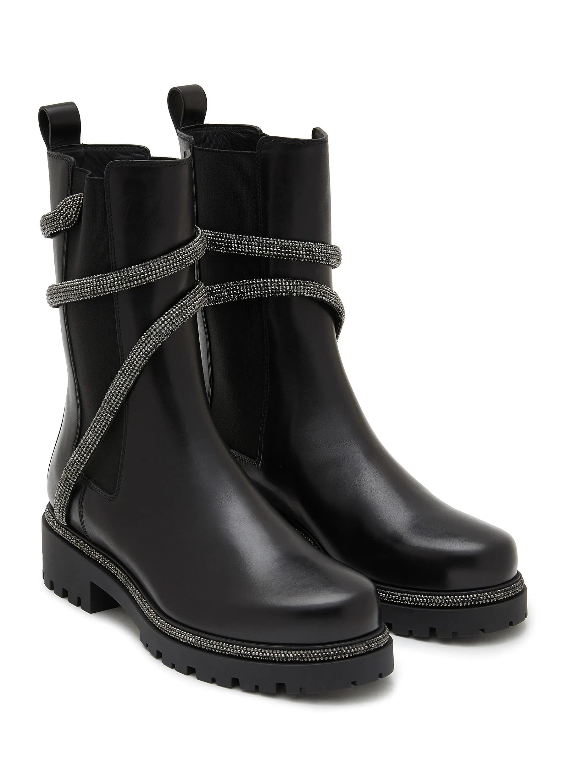 René Caovilla Black Cleo Strass Boots