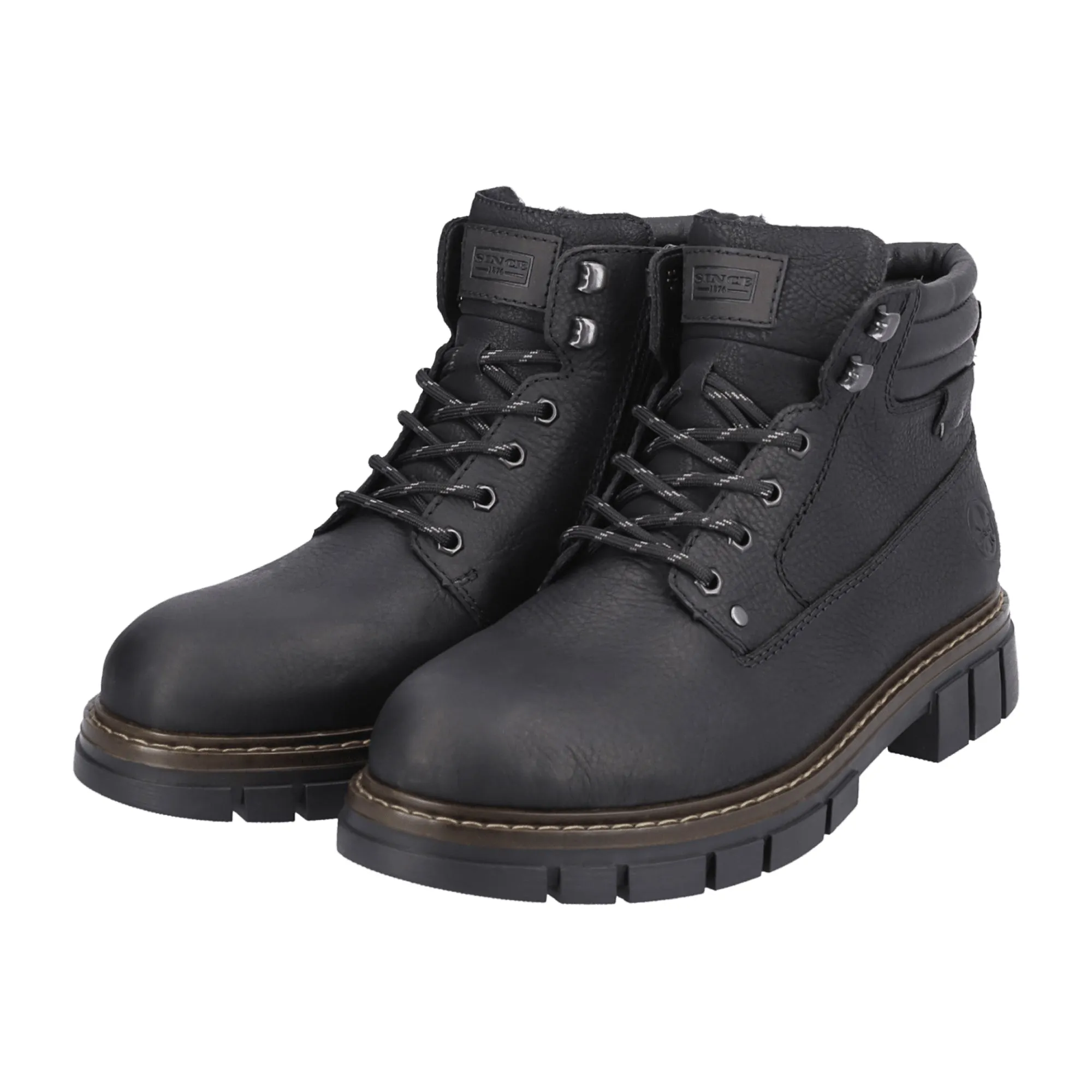 Rieker Men's Black Lace-Up Boots for Fall/Winter