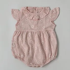 Roberta Bacarelli Pink Daisy Cotton Romper: 9 Months