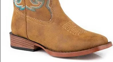 Roper Boy's Patrick Square Toe Western Boot - Tan