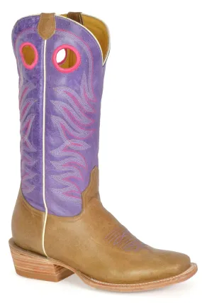 Roper Cowgirl Purple/Brown Leather Cowboy Boots