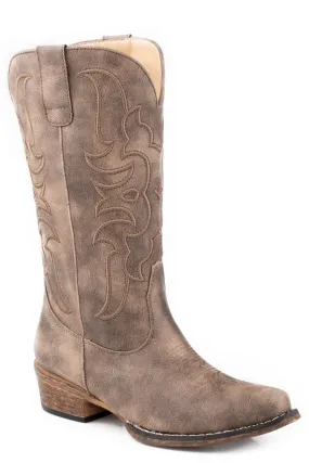 Roper Women's Riley Cord Brown Cowboy Boots Faux Leather.