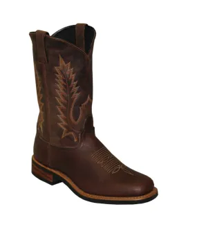 Sage Men's 11-inch Textured Stockman Boots, Antiqued Brown Cowhide Cowboy Boots - Buy Now!