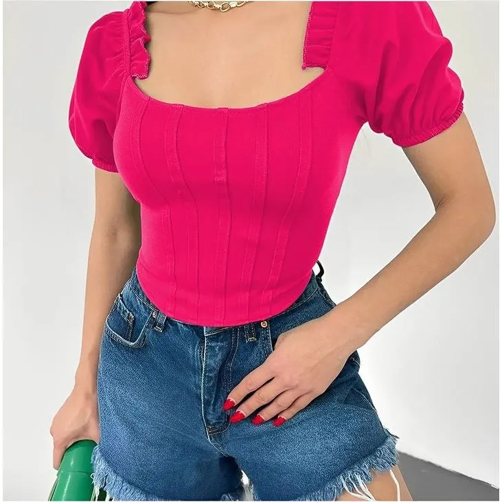 Short Sleeve Corset Blouse