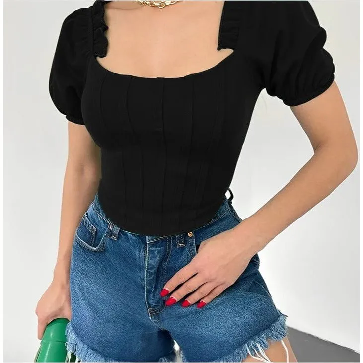 Short Sleeve Corset Blouse