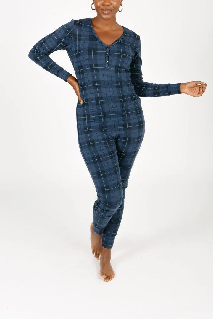 Smash + Tess Blue Holiday Tartan Romper