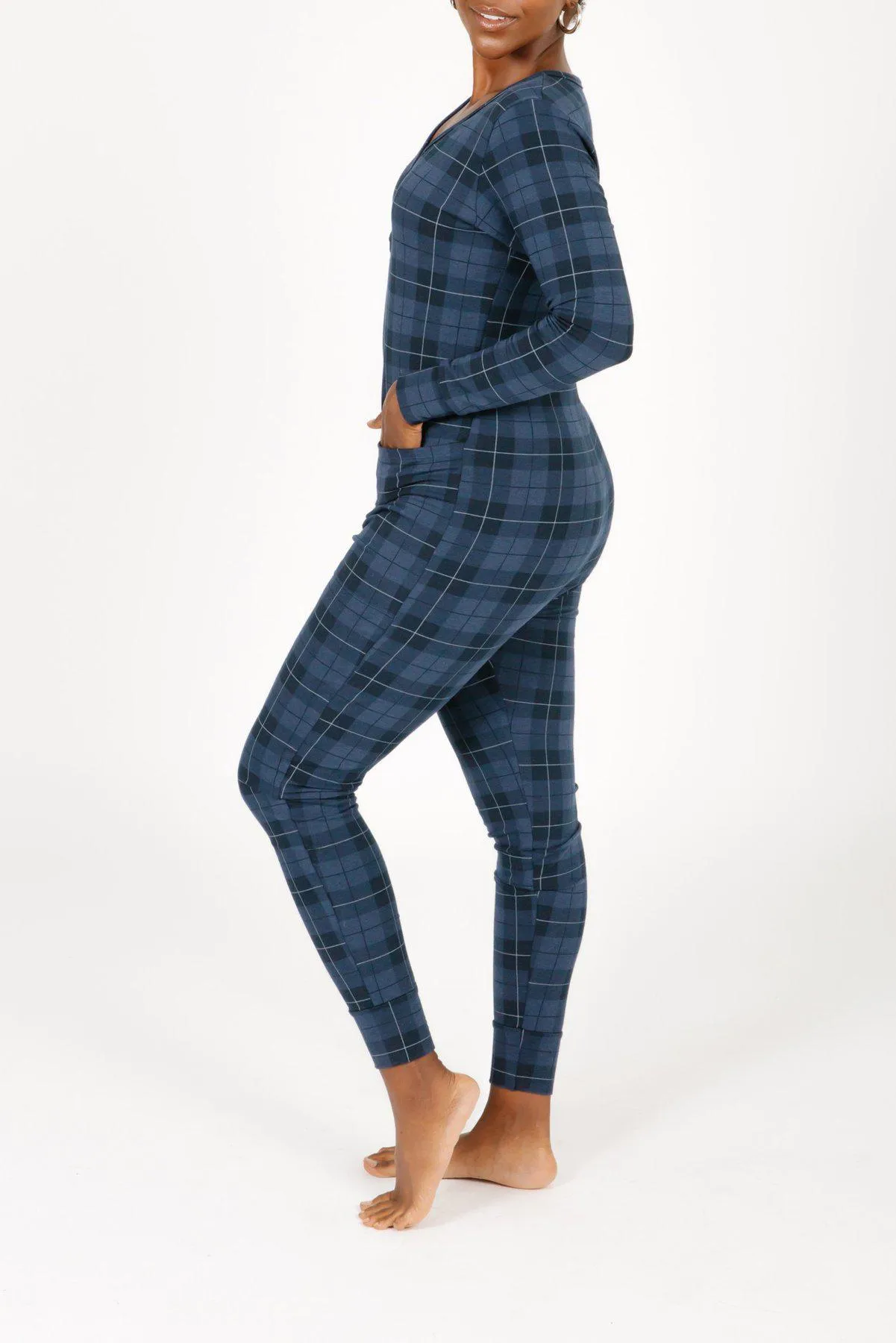 Smash + Tess Blue Holiday Tartan Romper