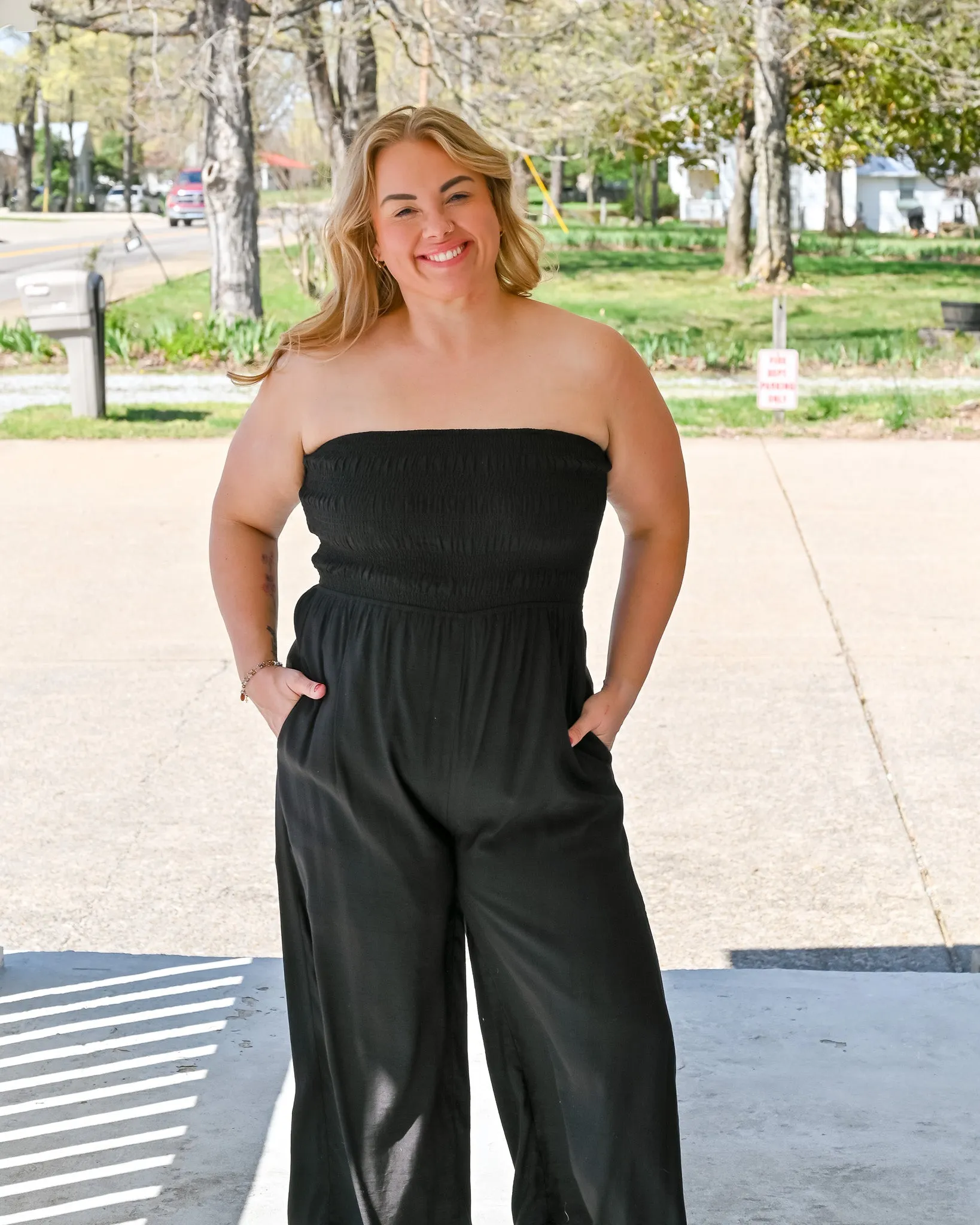 Sophie Strapless Jumpsuit - Smocked Design