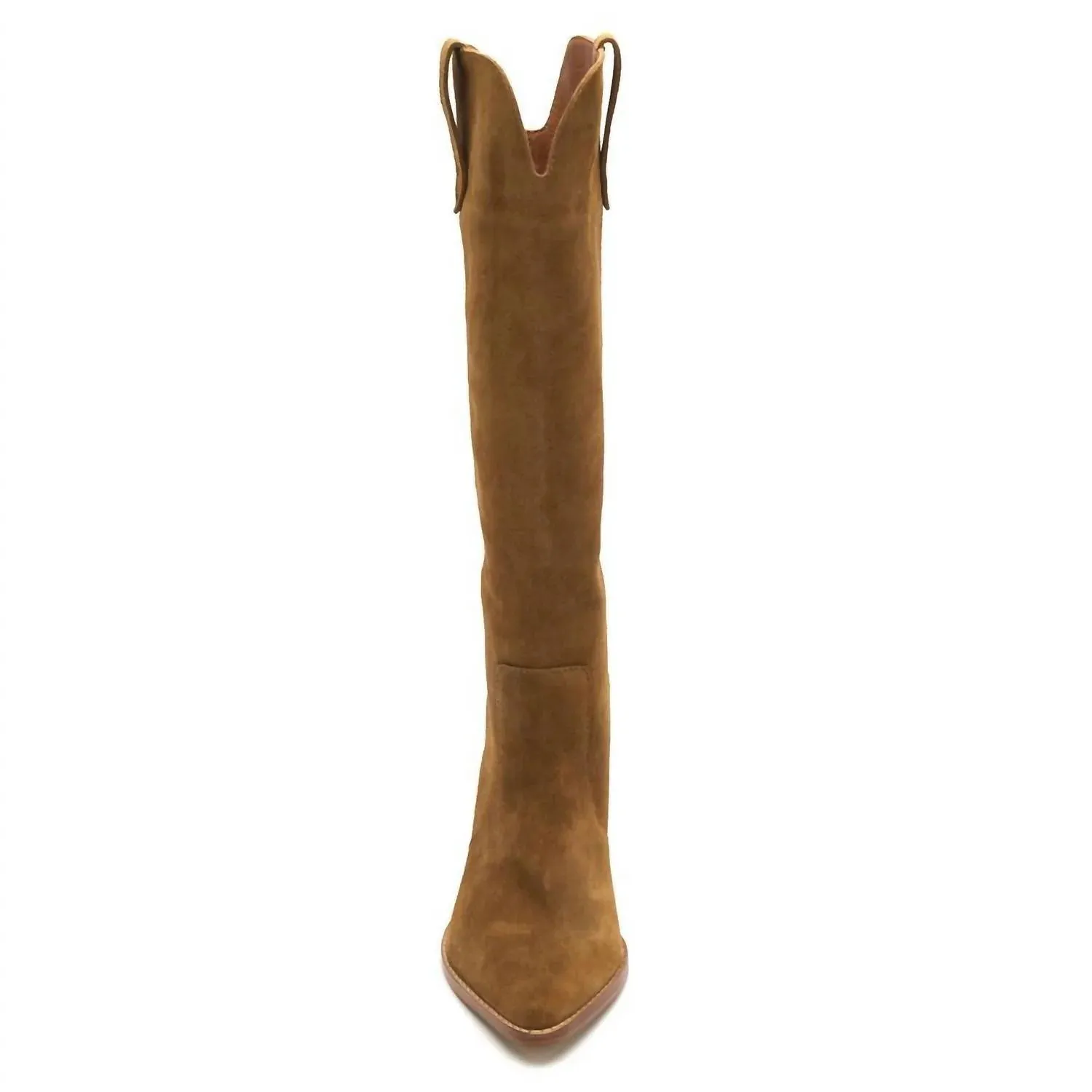 Stella Brown Suede Western Boots for Women.