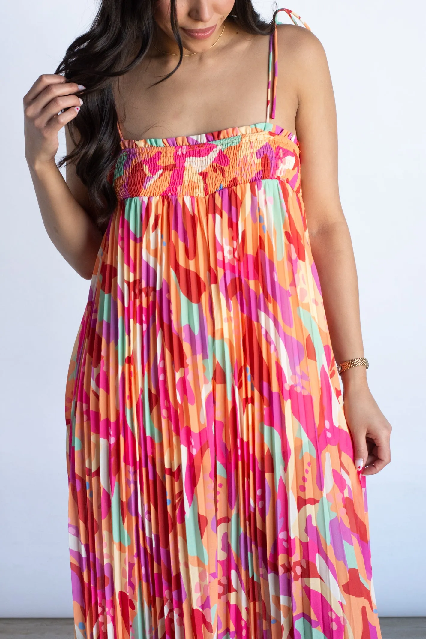 Summer Pleated Jumpsuit - Multicolor Full Body