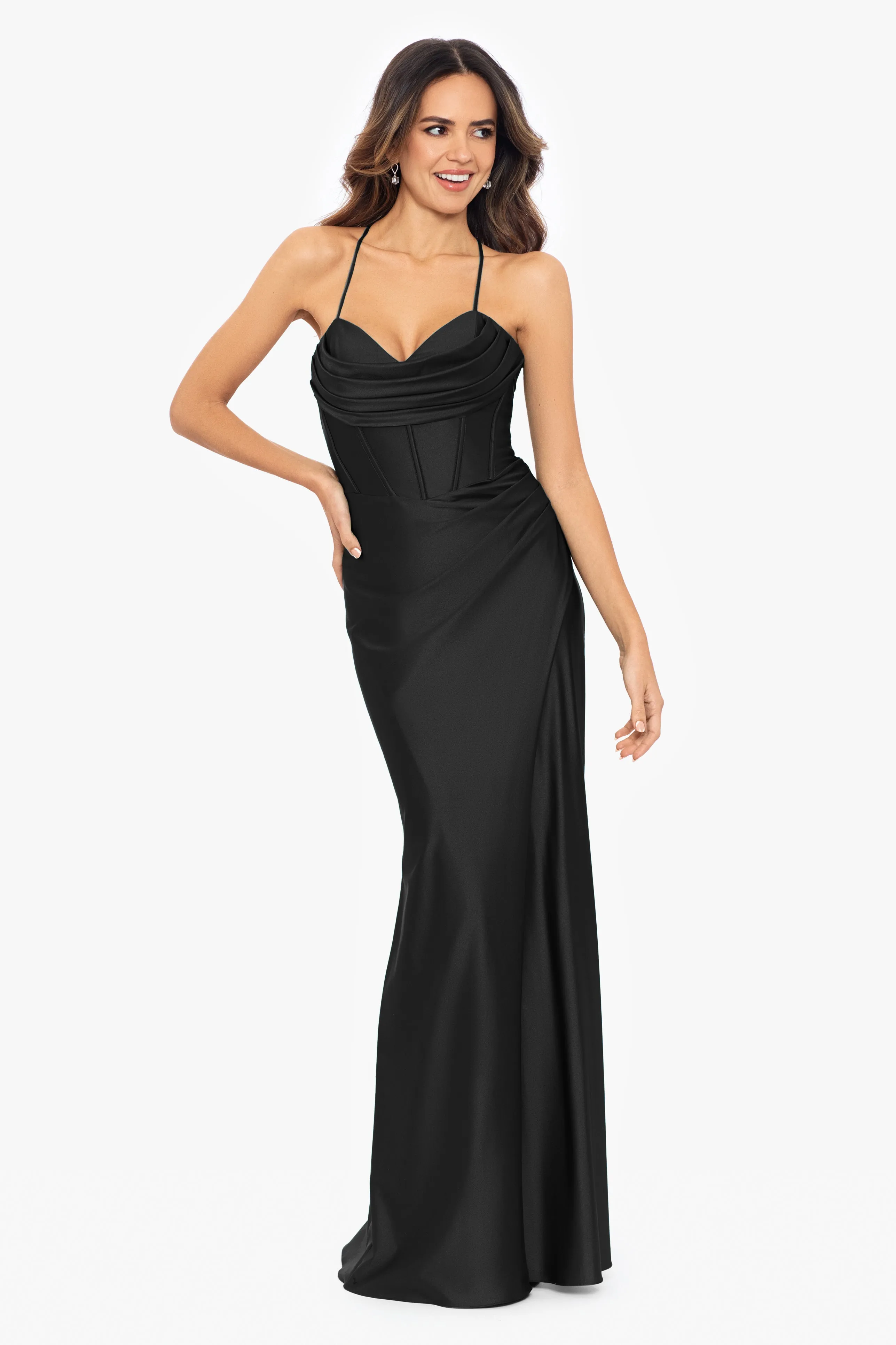 Talia Sateen Corset Dress - Petite, Long, Lace Up Back - Direct Result: Petite Talia Long Sateen Corset Lace Up Back Dress