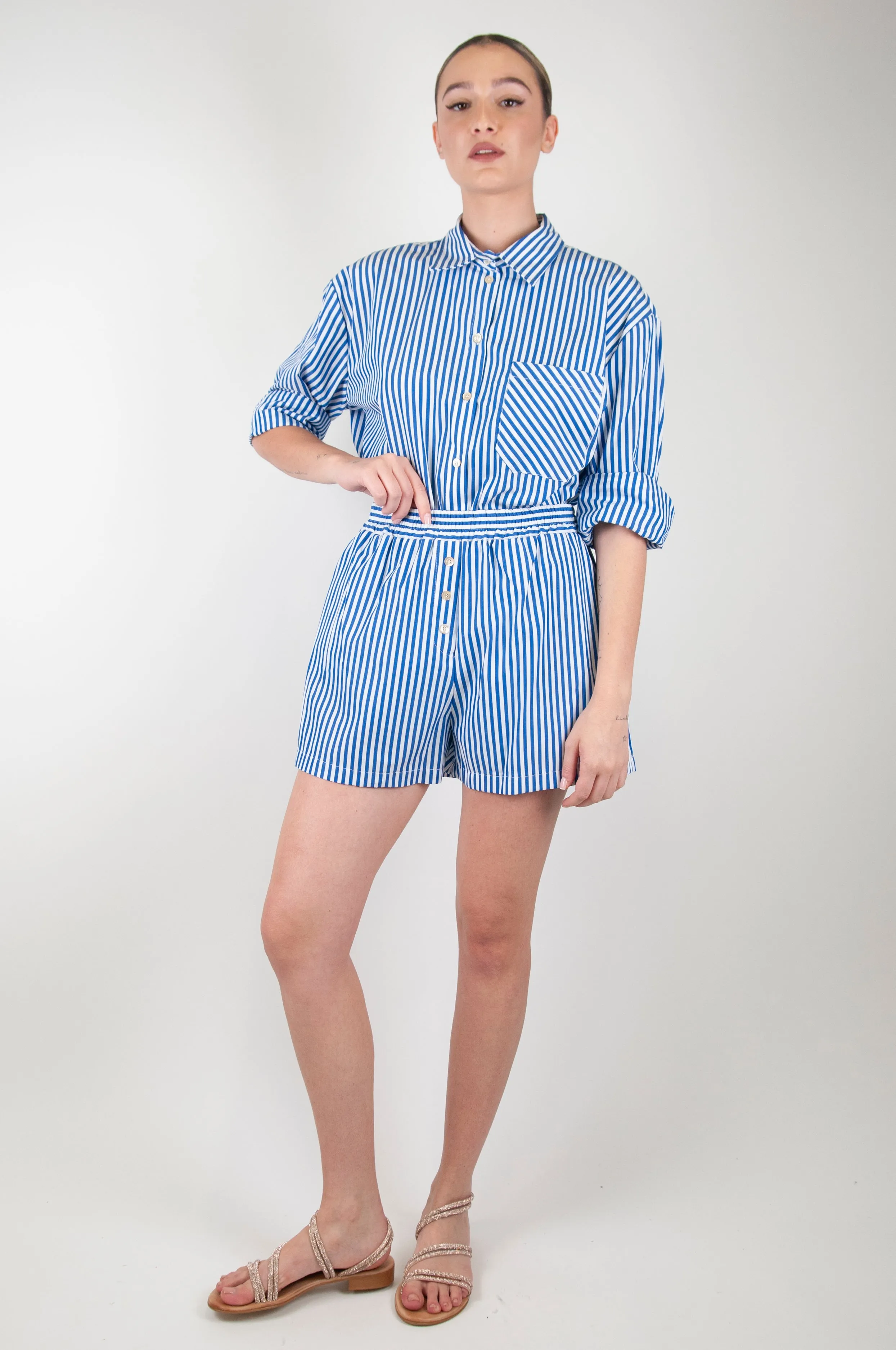 Tensione - Striped pattern shorts with elastic waist