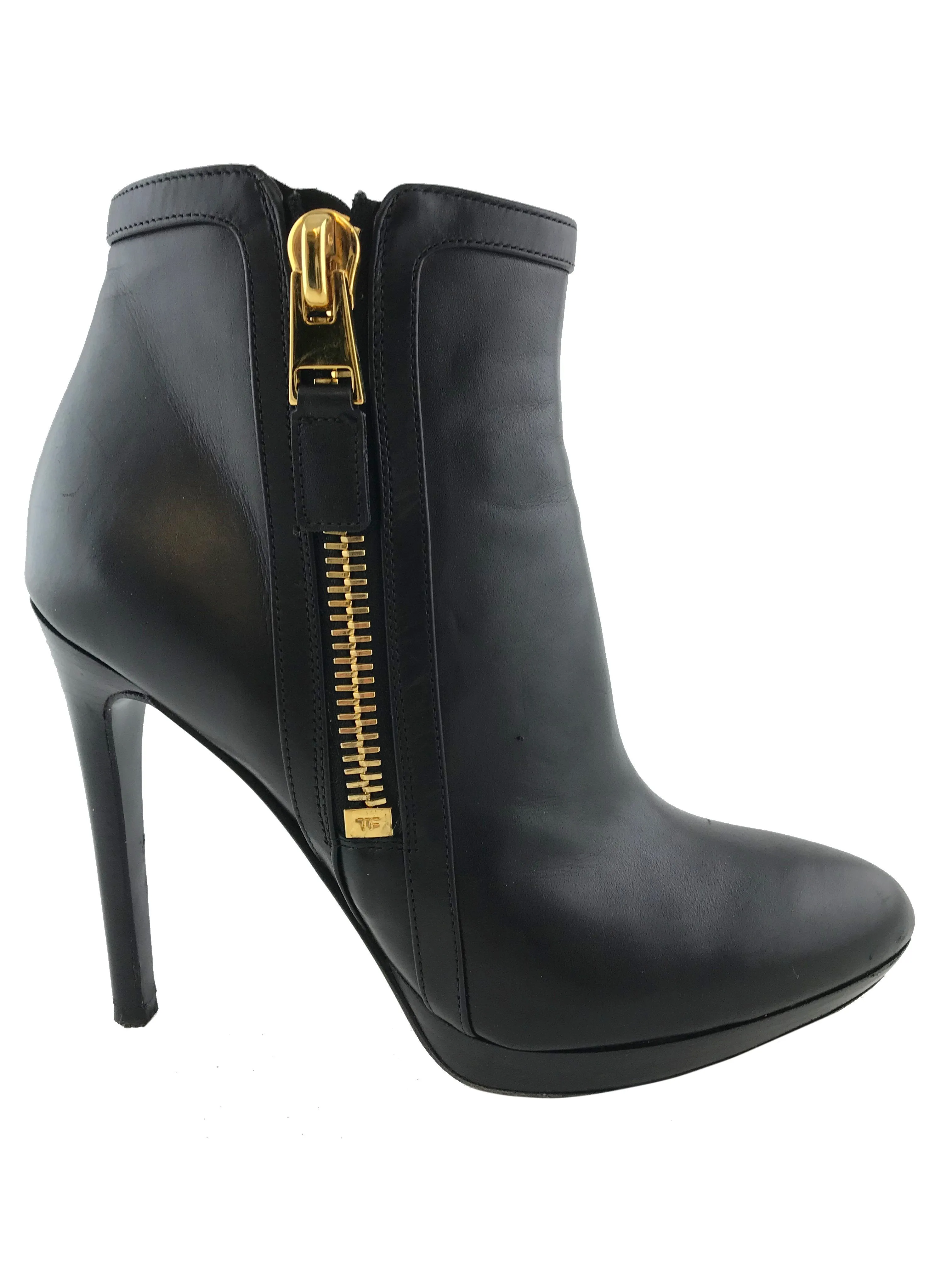 Tom Ford Leather Platform Ankle Boots - Size 8