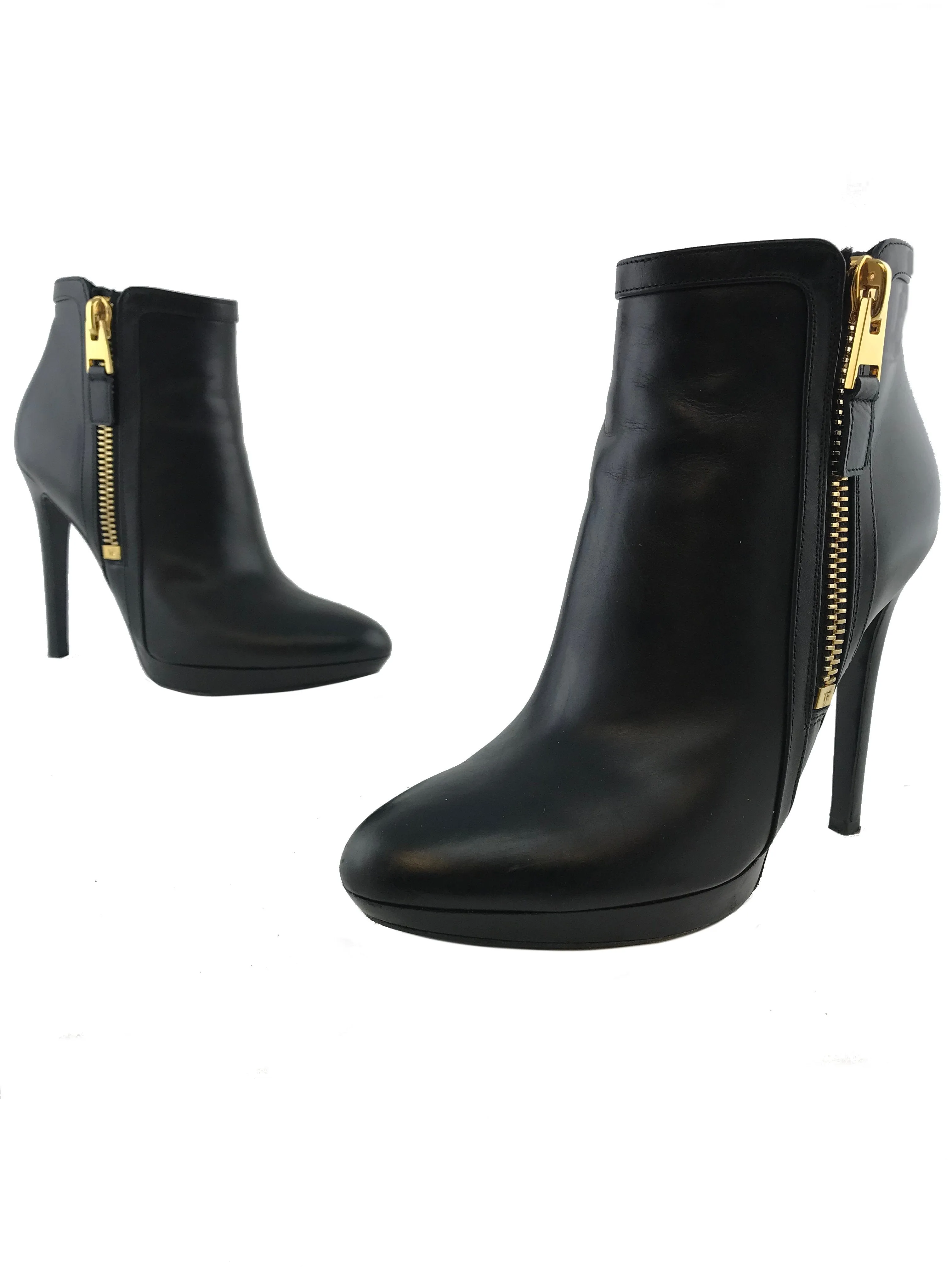 Tom Ford Leather Platform Ankle Boots - Size 8