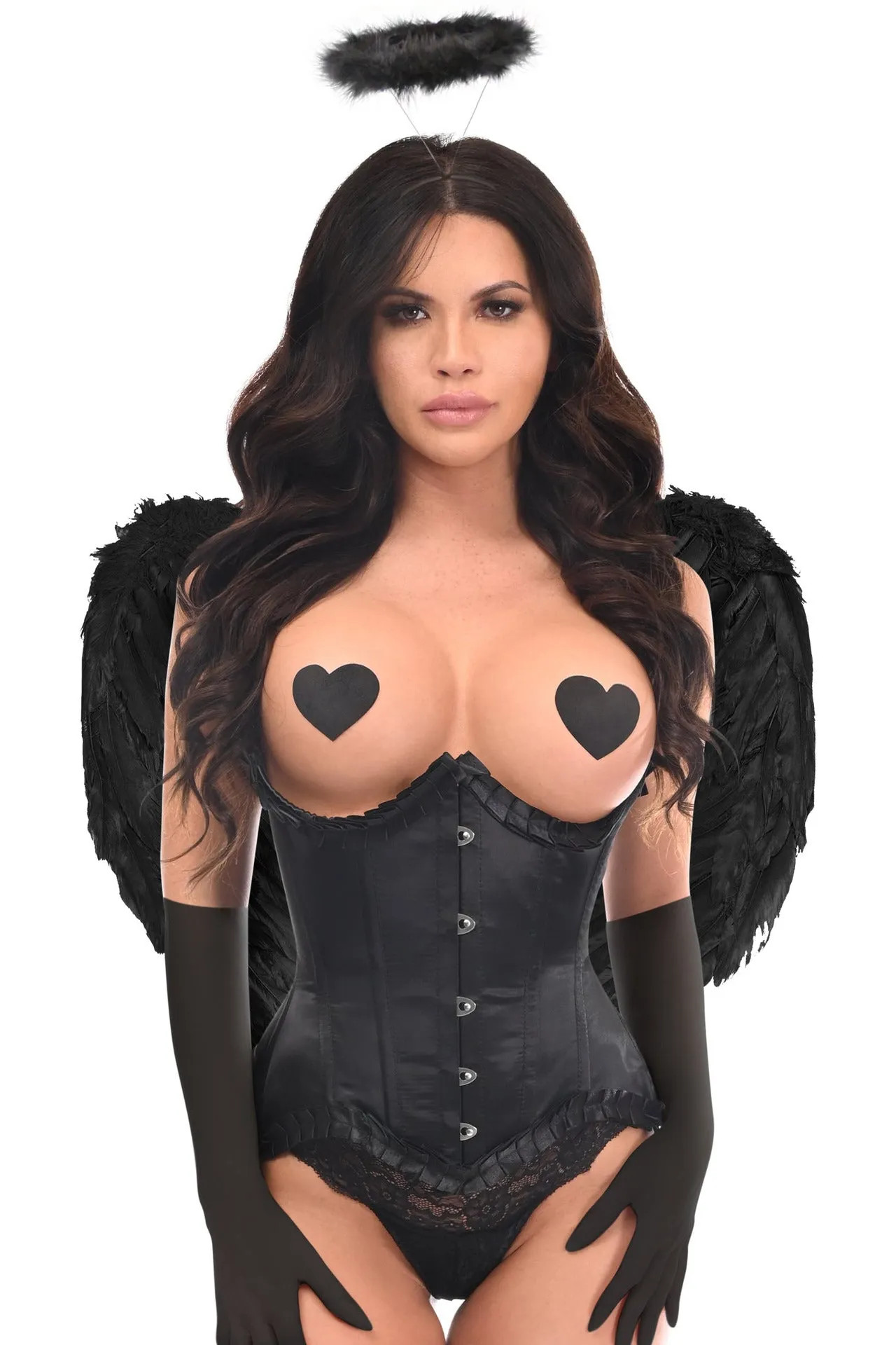 Top Drawer Pin-Up Dark Angel Corset Costume - 4 Piece