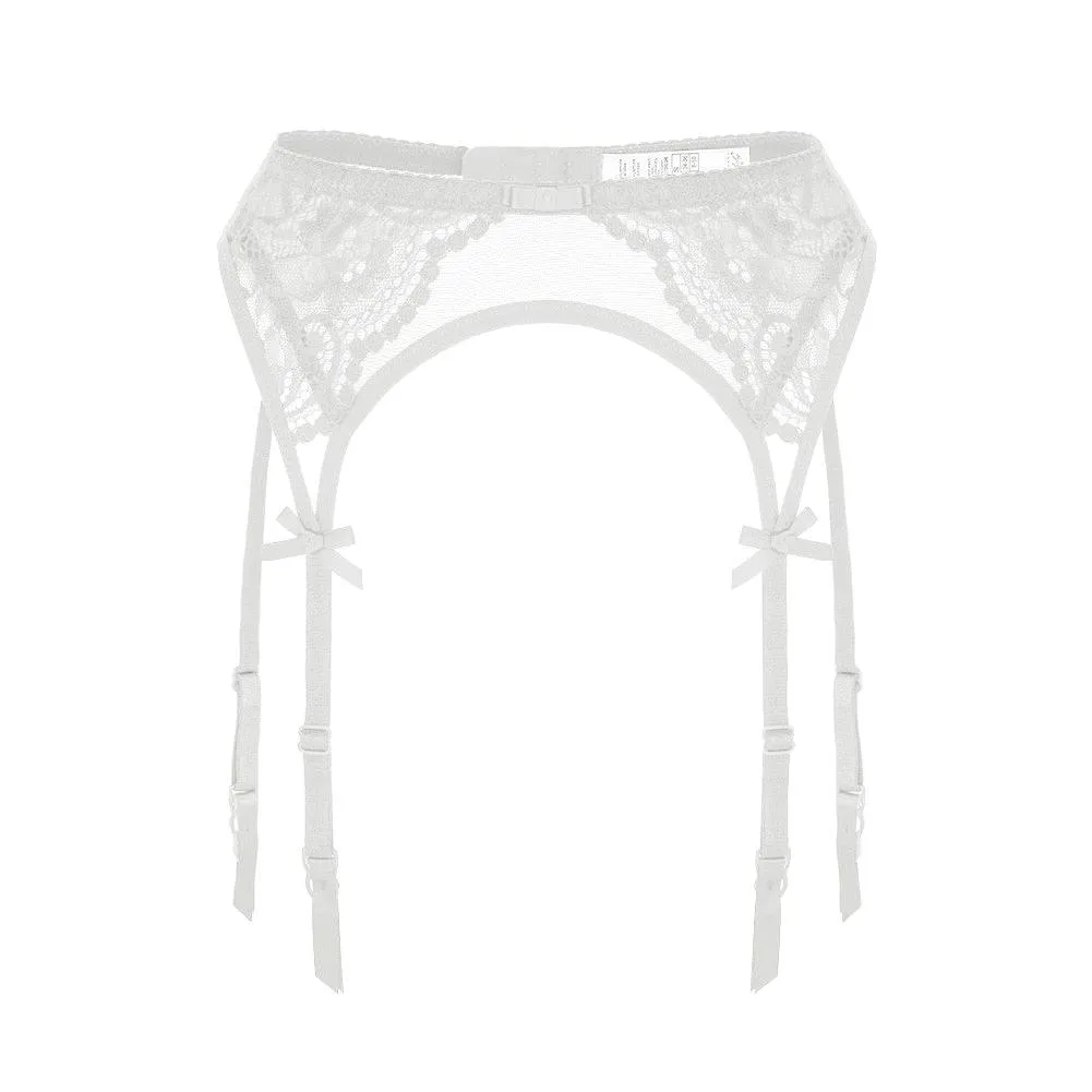 Translucent lace garter belt + underwear suspender belt