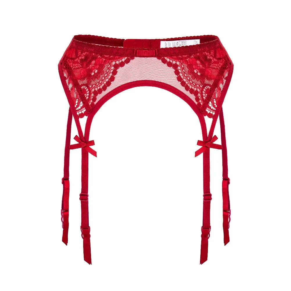 Translucent lace garter belt + underwear suspender belt