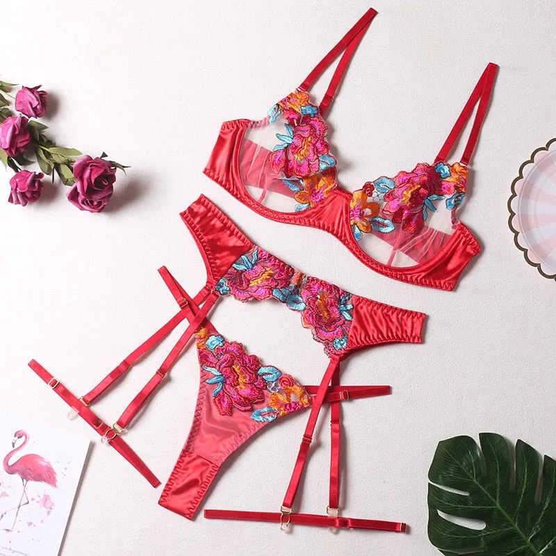 Tropical Lace Underwear Set