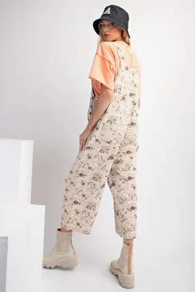 Twill jumpsuit with floral print