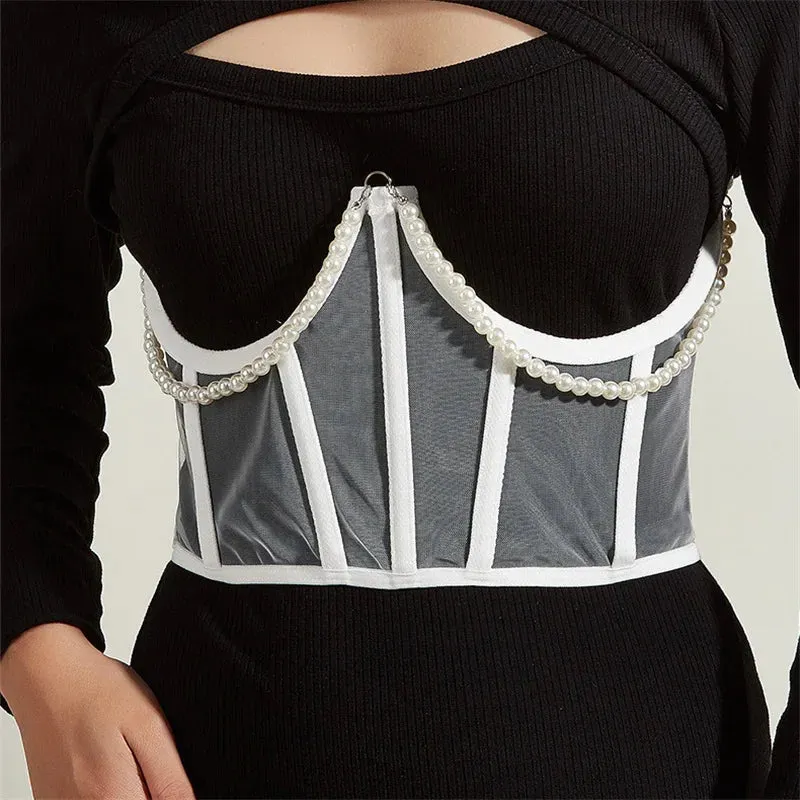 Underbust Waist Belt for Waist Slimming with Decorative Corset Shaper Straps.